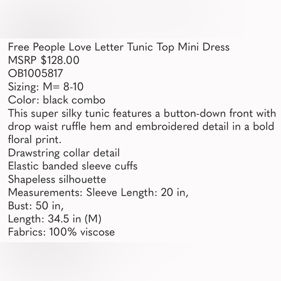 NWT Free People Love letter tunic top dress. Yellow/  black floral, long sleeve - Picture 12 of 14